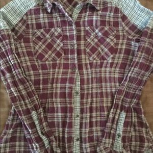 Free People Berry Plaid Long Slv Shirt! NWT! XS